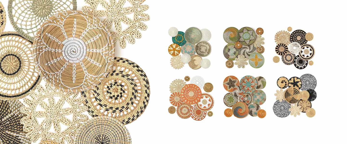 Stunning Boho Wall Decor Set – 11-Piece Woven Basket Art